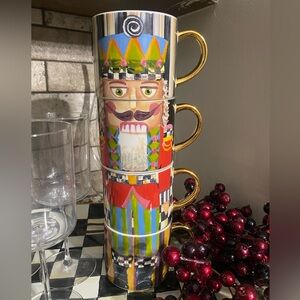 Mackenzie Childs nutcracker coffee mugs (set of 4)